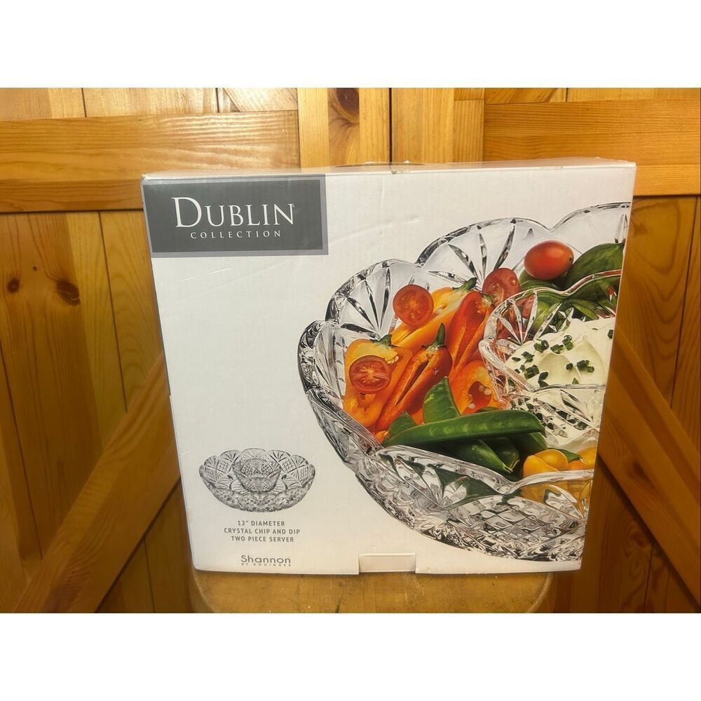 Godinger Crystal Dublin Large Shannon Chip-n-Dip bowl (5768)